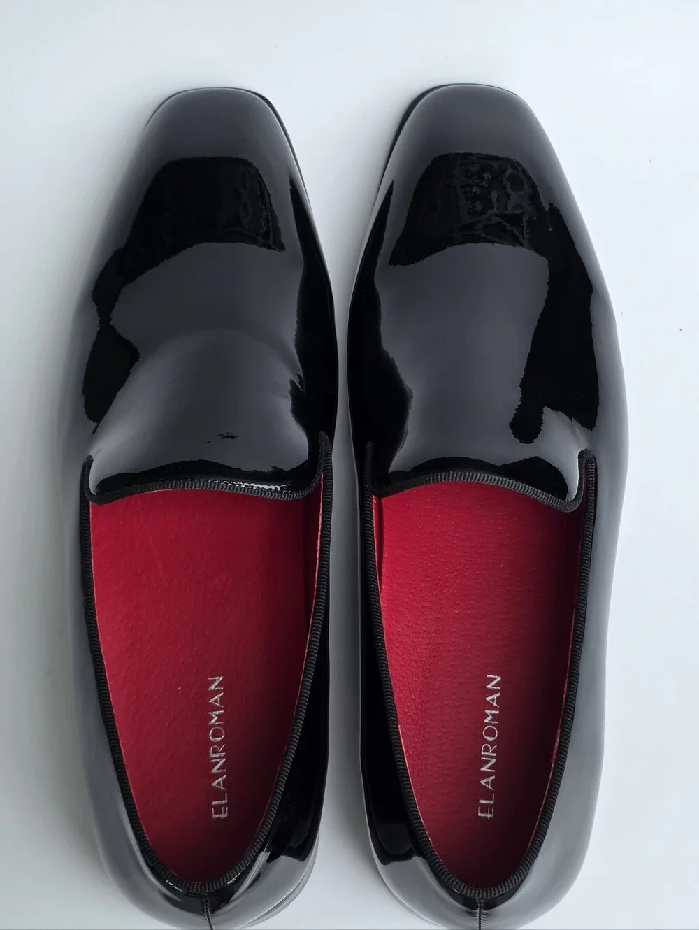 ELANROMAN Men's Patent Leather Loafers Black Dress Wedding Shoes US 12 EU 47 New